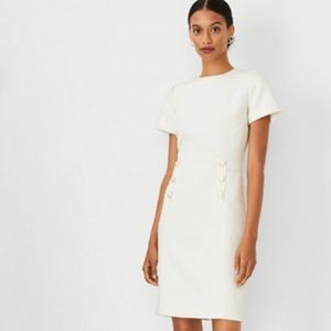 Ann Taylor NWT Online Exclusive Petite Pearlized Button Tweed Sheath Dress
